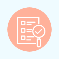 illustration of an icon depicting analysis showing a magnifying glass next to a document