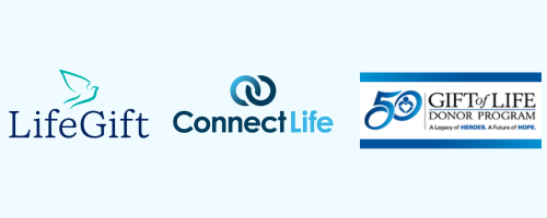 Collage of LifeGift, Gift of Life Donor Program, and Connect Life logos